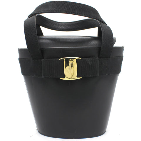 Black Vara Bow Vintage Bucket Handbag