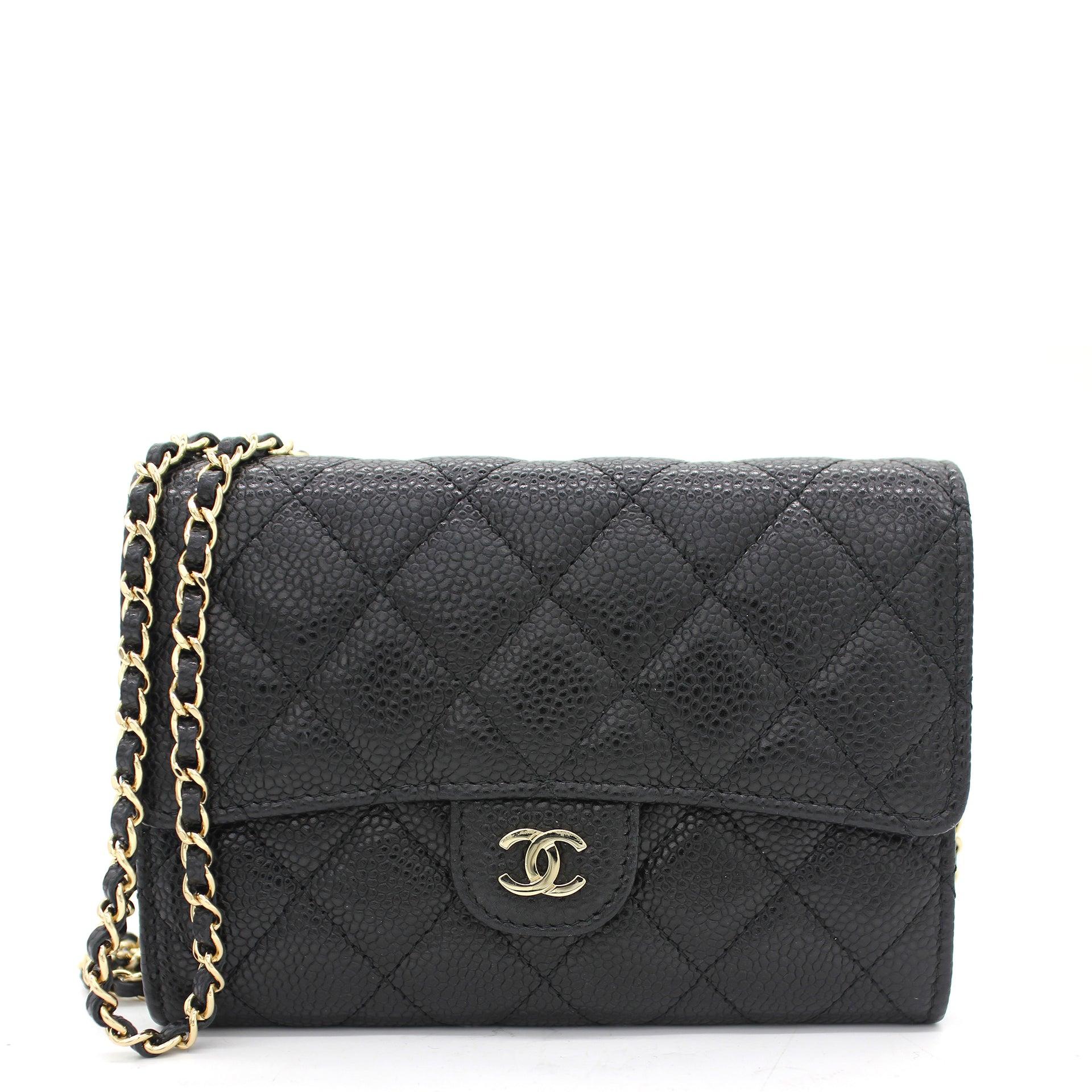 Chanel Quilted Leather Mini WOC Chain Clutch Bag Black Caviar – STYLISHTOP