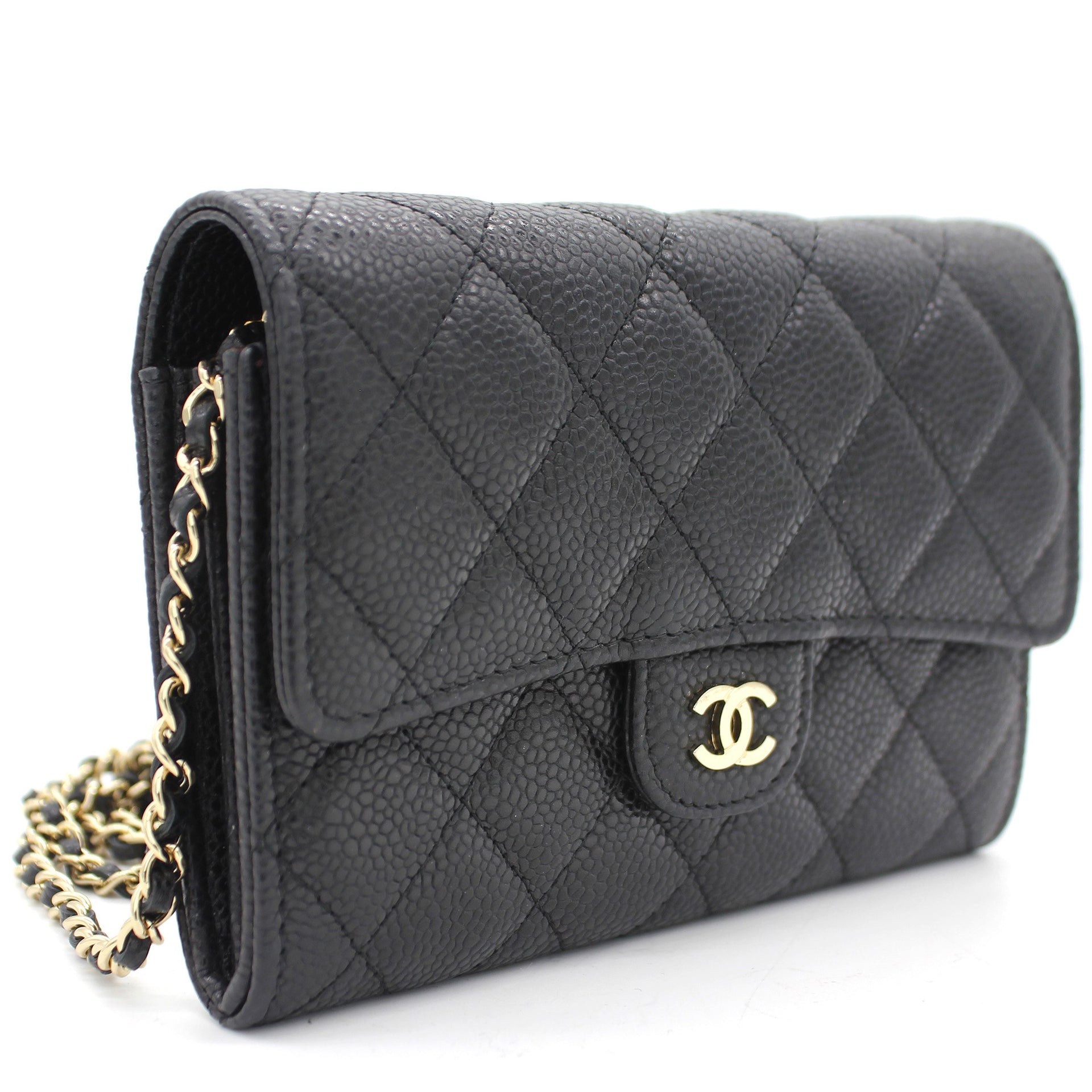 Chanel CC Chain Zip Flap Bag Quilted Matte Caviar Mini Black 405278
