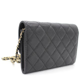 Quilted Leather Mini WOC Chain Clutch Bag Black Caviar