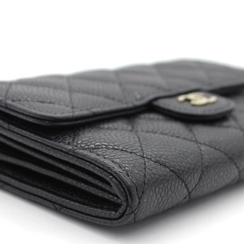 Quilted Leather Mini WOC Chain Clutch Bag Black Caviar