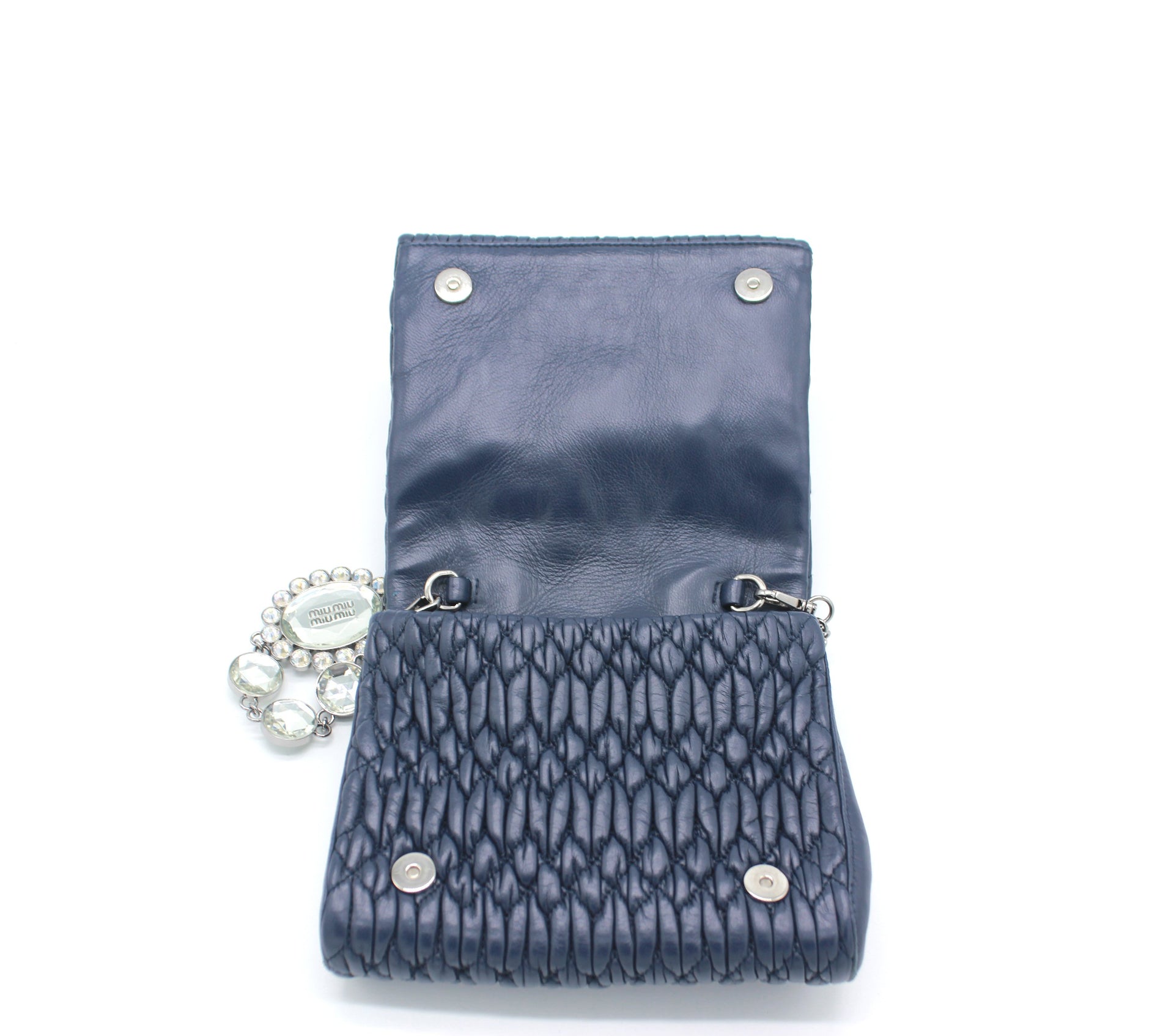 Miu Miu Stitched Foldover Classic Crystal Bag