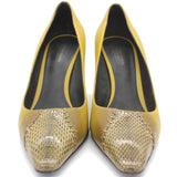 Yellow Lambskin and Lizard Leather Pumps 38