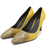 Yellow Lambskin and Lizard Leather Pumps 38