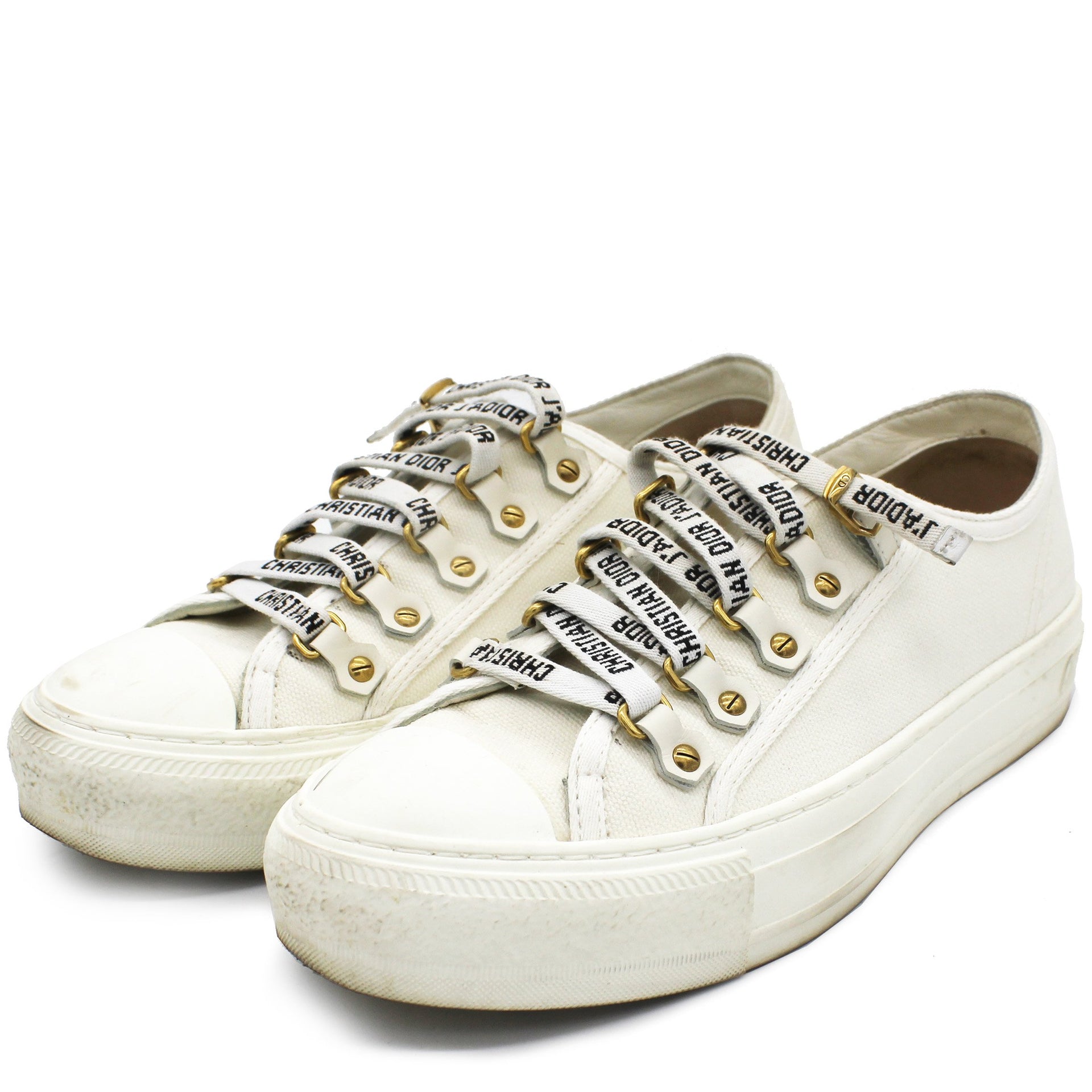 White Canvas Trim Walk'N'Dior Sneakers 36.5