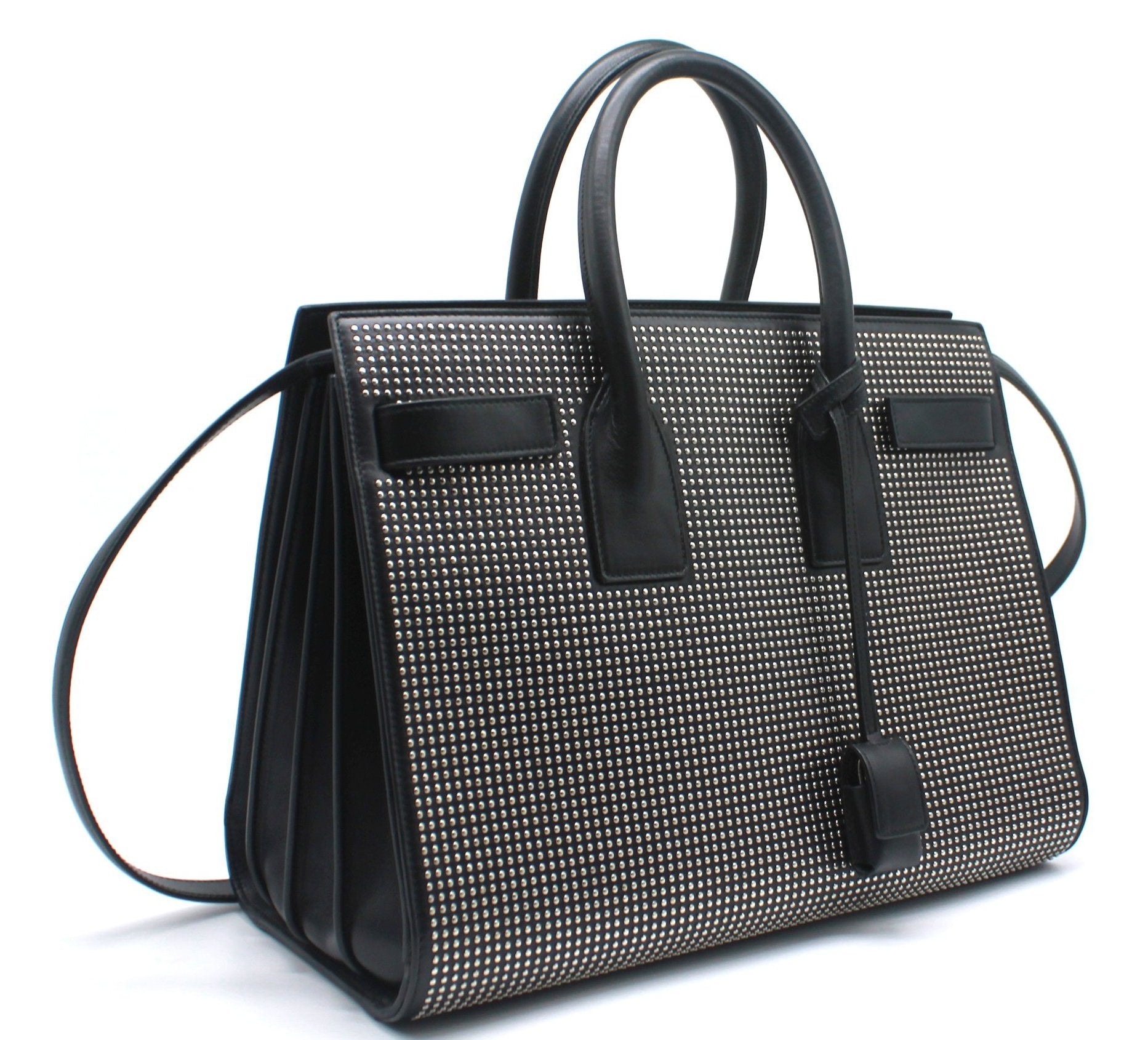 Saint Laurant Small Sac Du Jour in Black Leather with Silver Studs