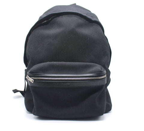 Saint Laurent City Backpack in Black Nylon Canvas and Leather