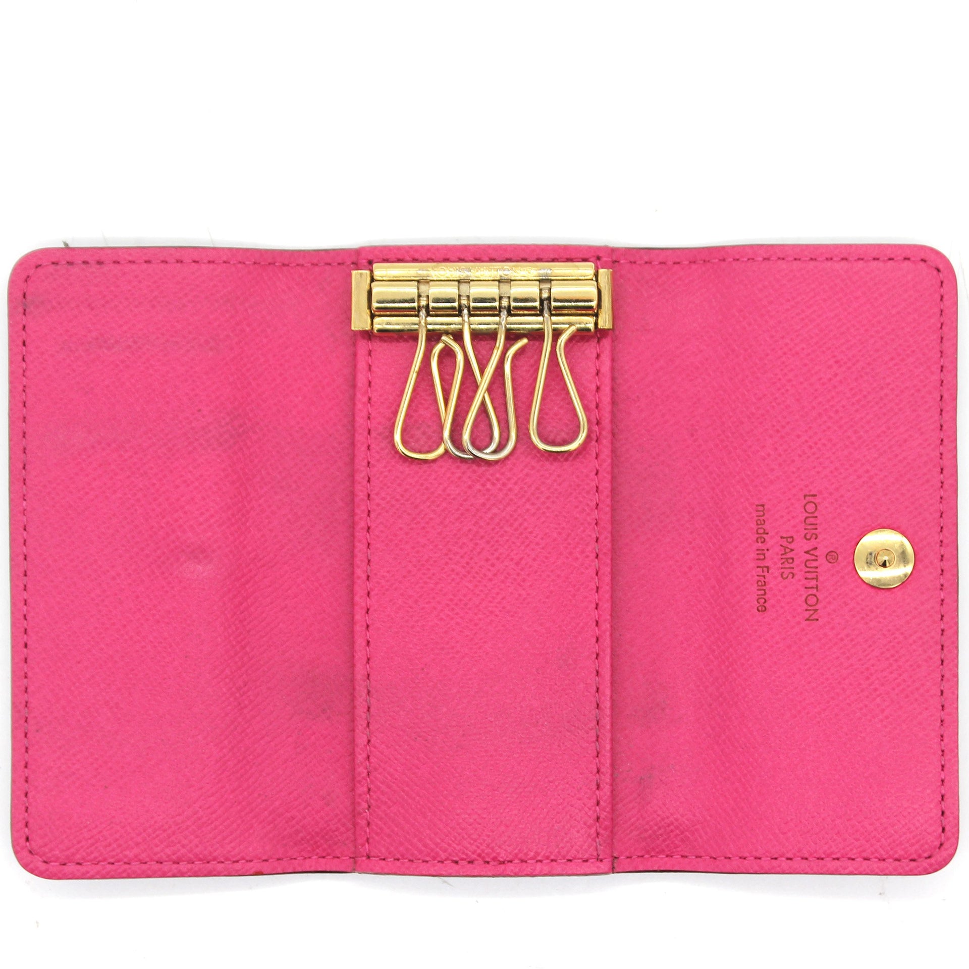 Louis Vuitton LV 6-Key Holder Monogram Fuchsia Pouch Wallet Pink