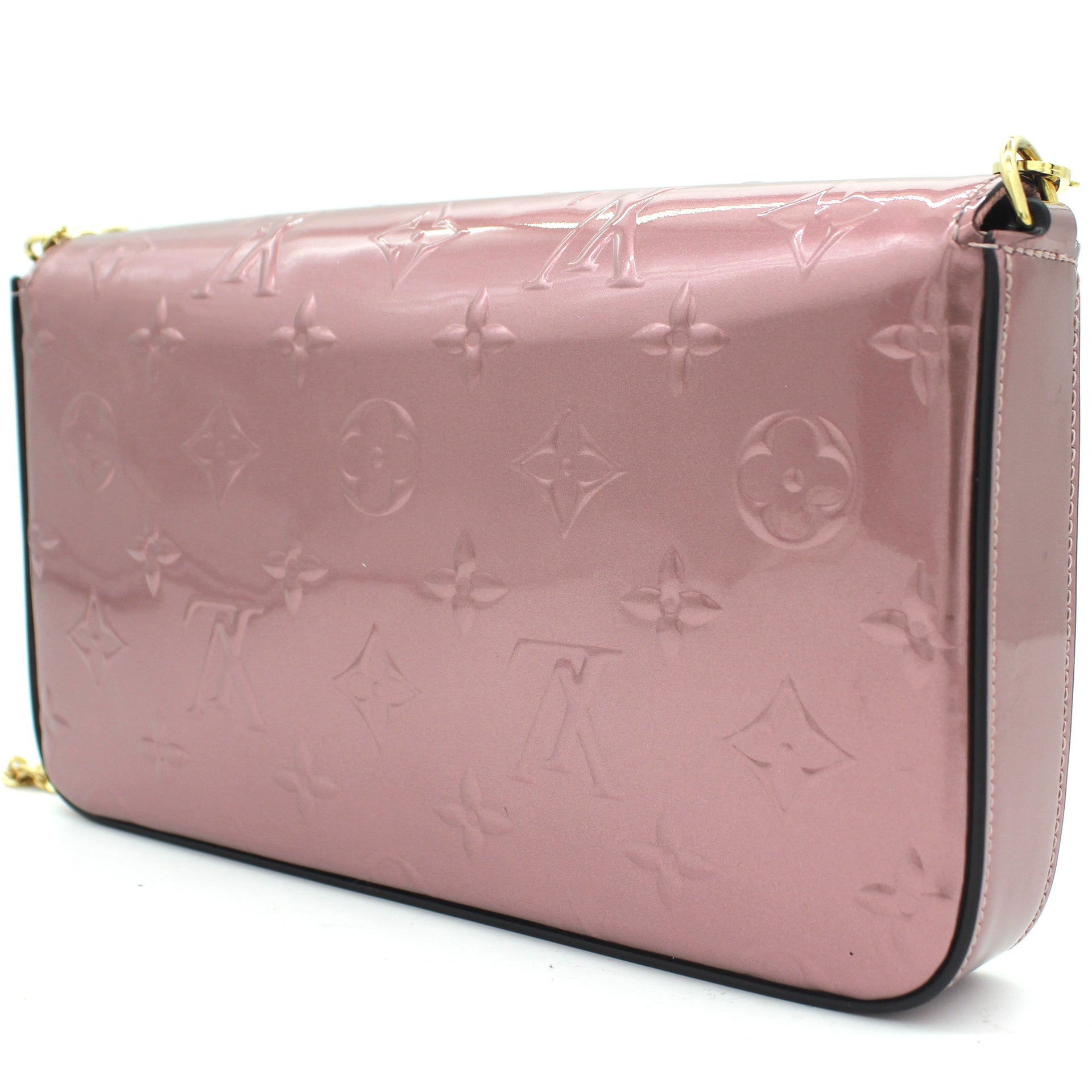 Louis Vuitton Pink Monogram Vernis Pochette Felicie Leather Patent