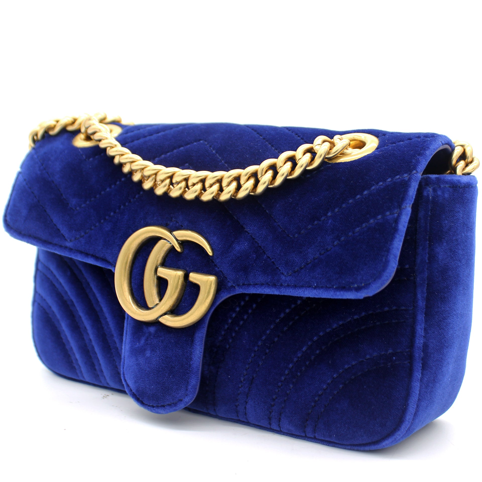 Marmont Matelassé Mini Velvet Blue Bag