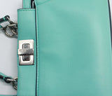 Fendi Micro Peekaboo Turquoise Leather Messenger Bag