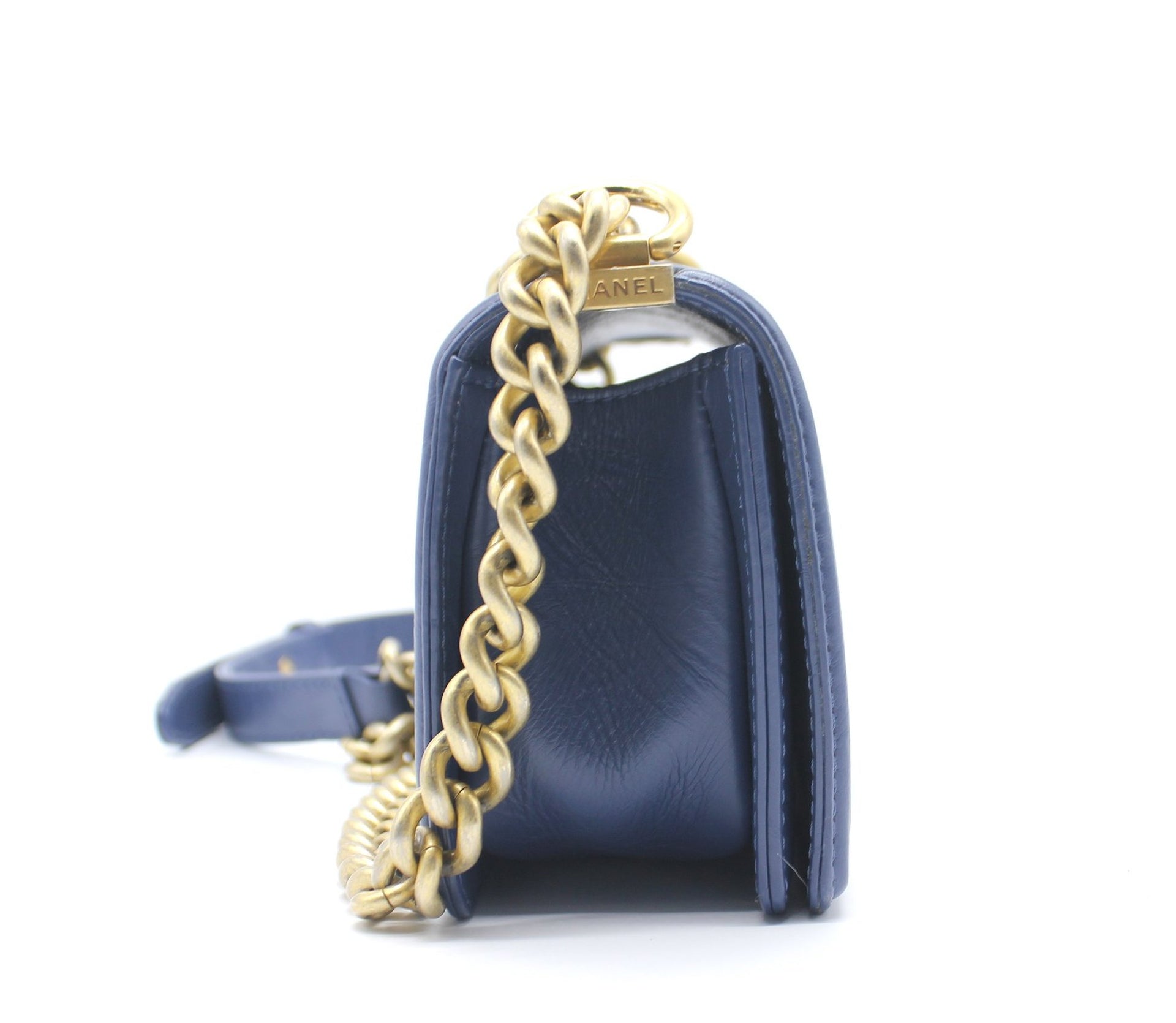 chanel blue tote handbag