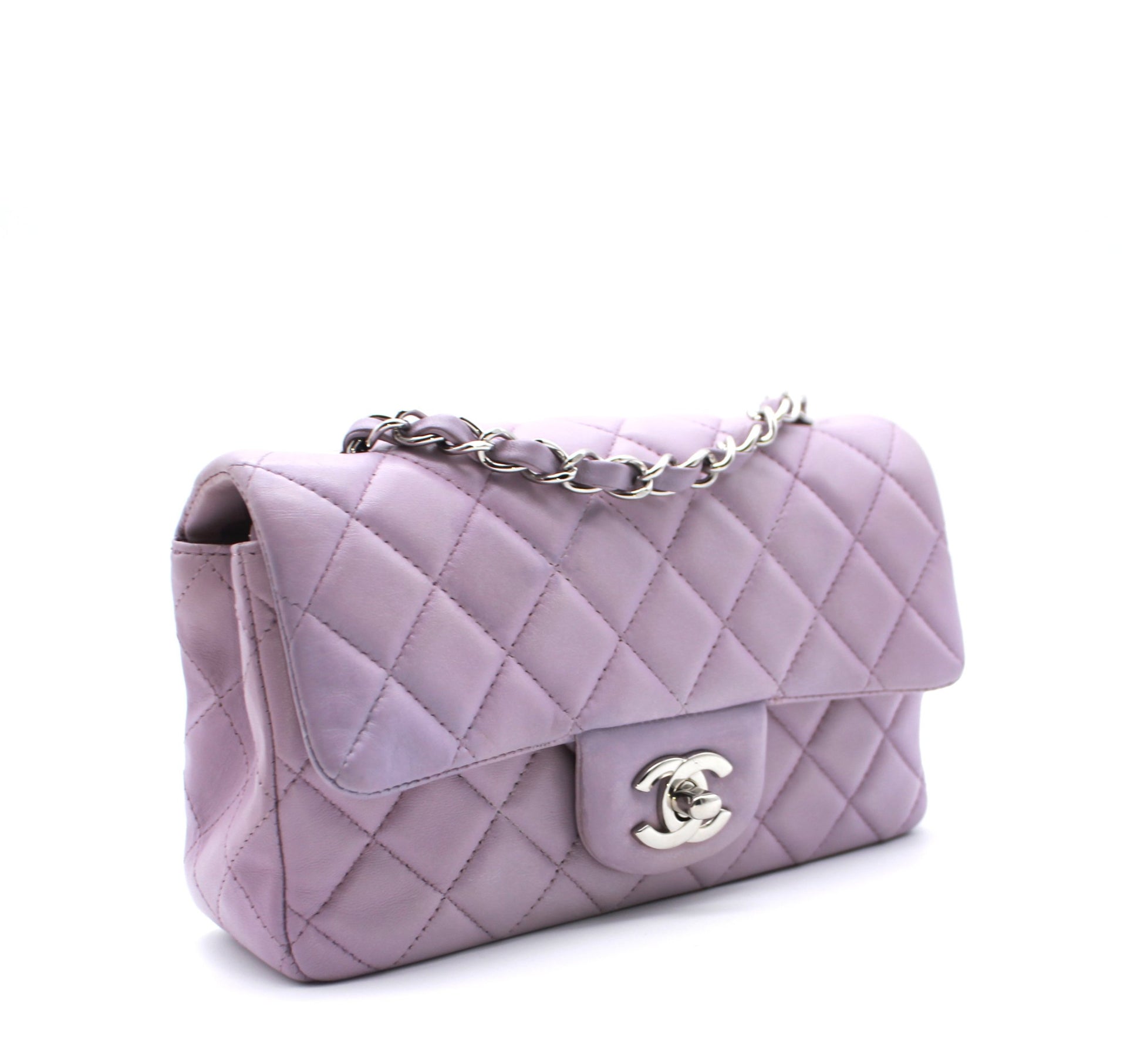 Stunning Chanel Quilted Lambskin Leather Lilac Light Purple