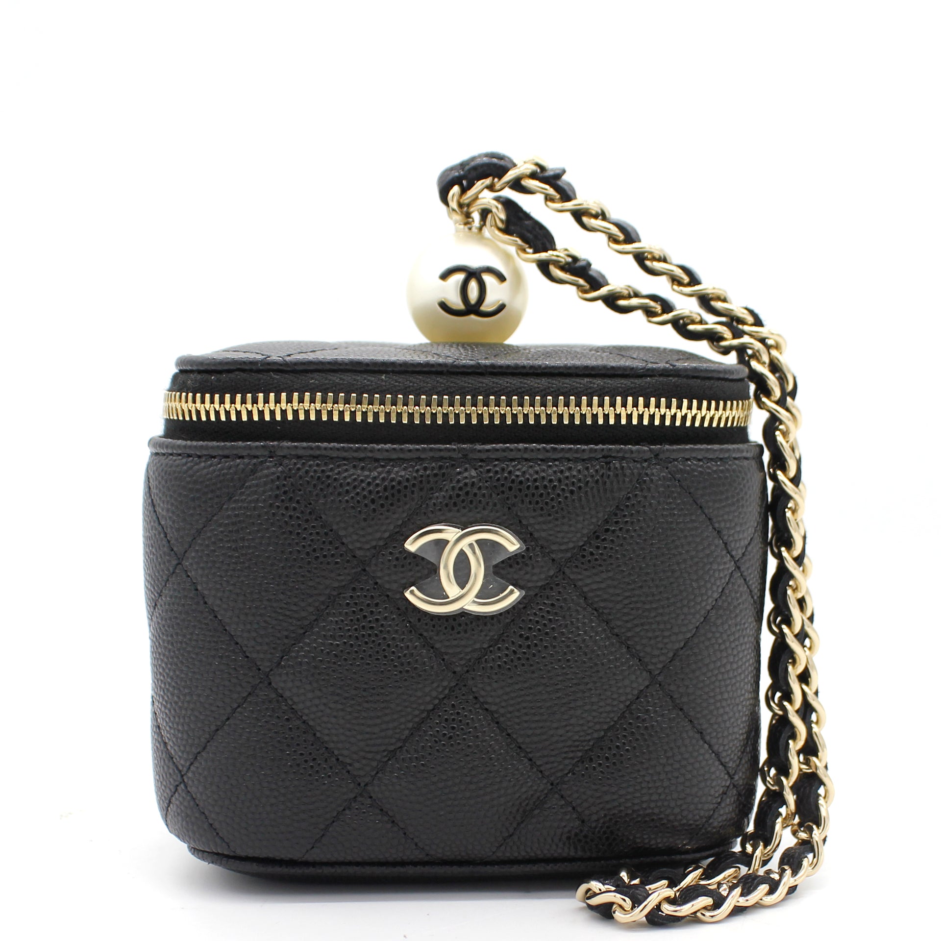 Chanel Mini Caviar GHW Vanity Case with Pearl Details – STYLISHTOP