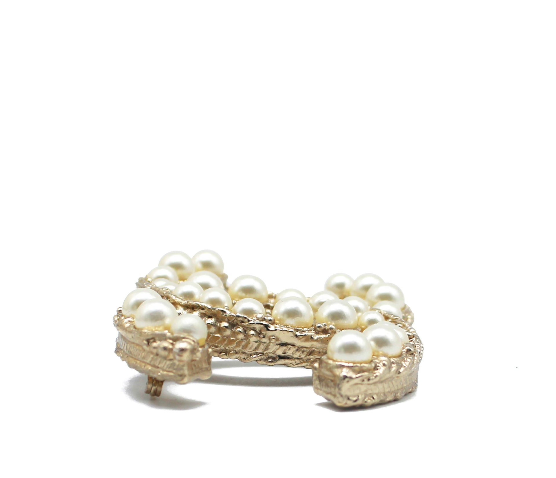 Chanel CC Pearl Brooch Pin Gold