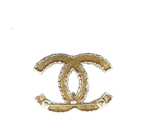 Chanel CC Pearl Brooch Pin Gold