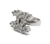 Chanel Silver Crystal CC Logo Ring