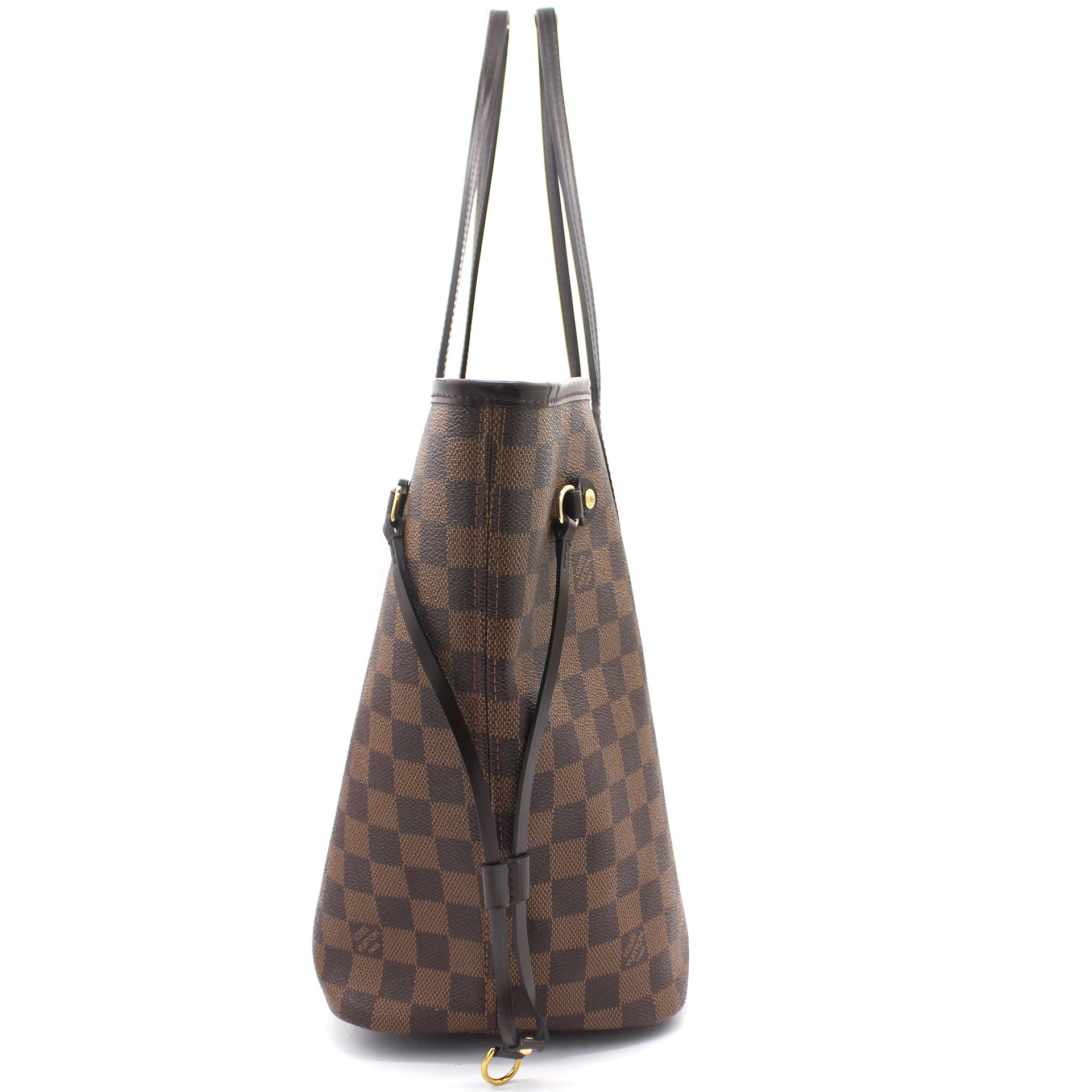 Louis Vuitton Neverfull MM Damier Ebene with Pouch- MISSING 1 LEATHER SIDE  CINCH