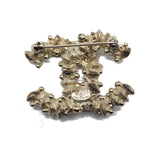 Chanel Light Gold Crystal CC Logo Brooch