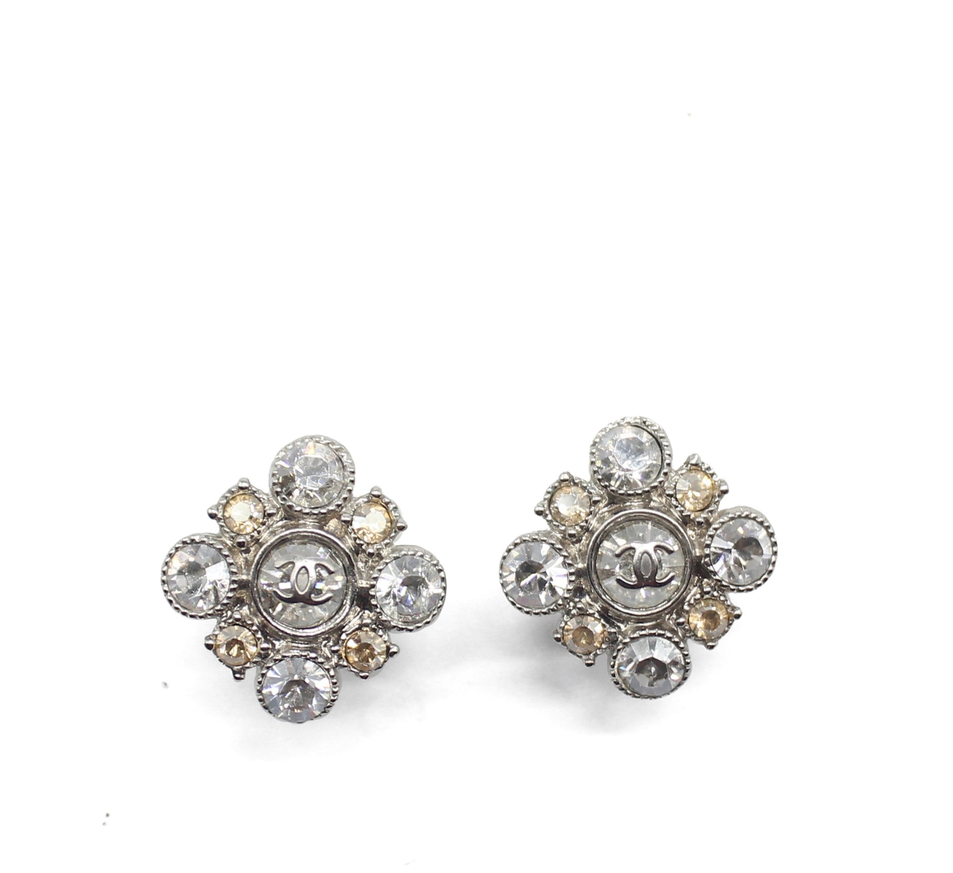 chanel white flower earrings