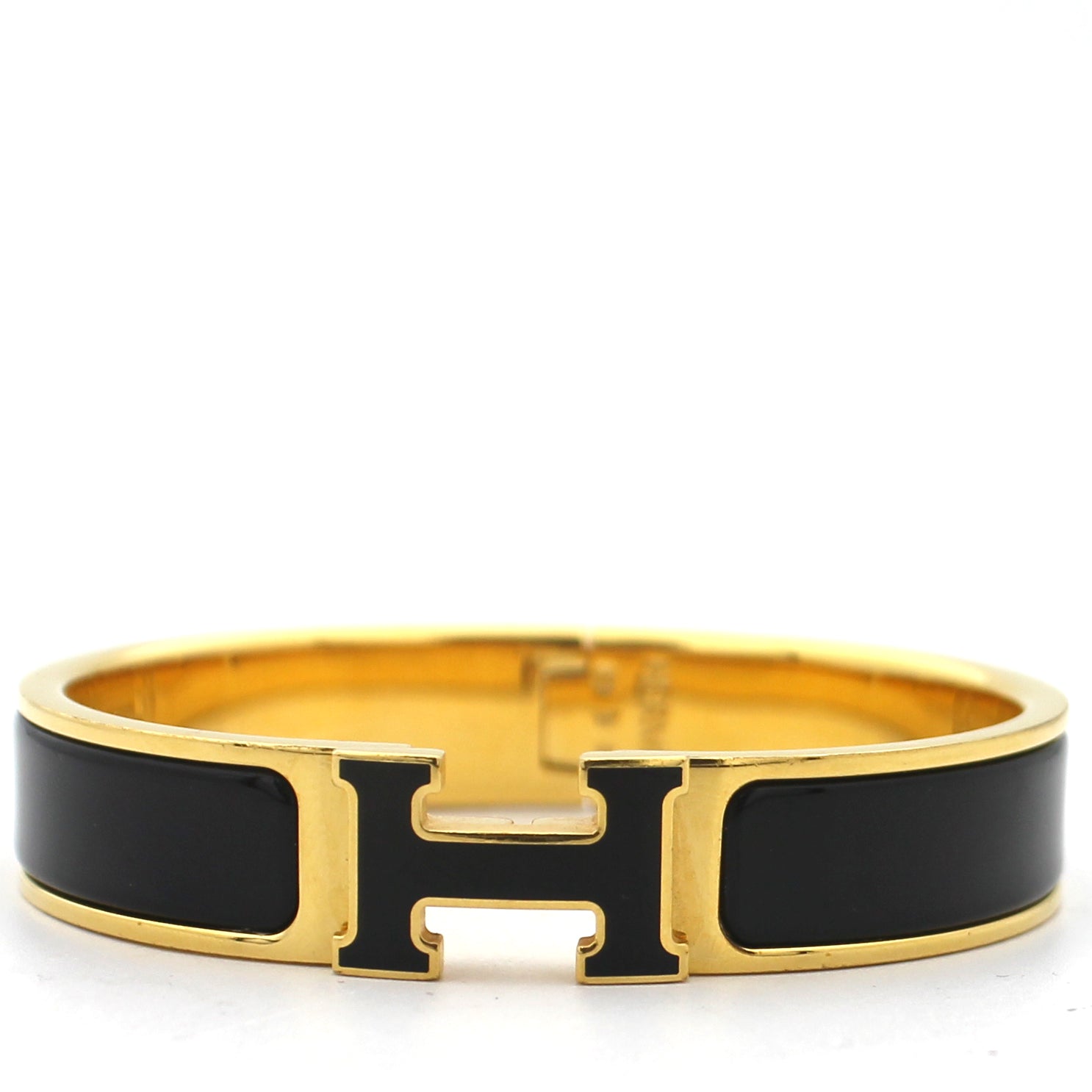 Hermes | Jewelry | Hermes Tad Manchette Black Calfskin Leather Bracelet  Size T3 | Poshmark