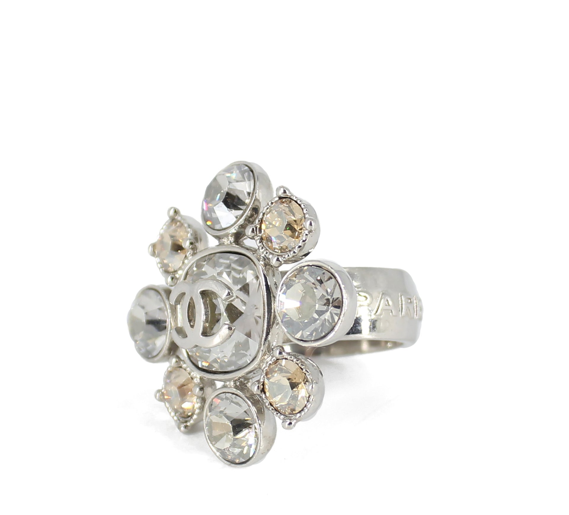 Chanel Z3163 Flower Crystal Earring and Ring