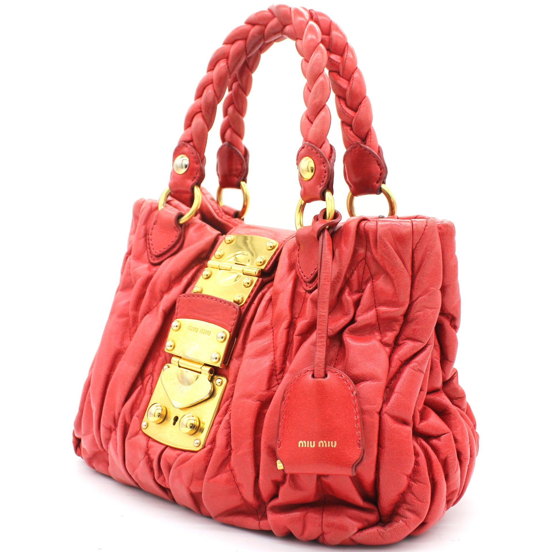 Matelasse Leather Red Tote