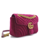 Gucci fuchsia Marmont medium velvet quilted bag