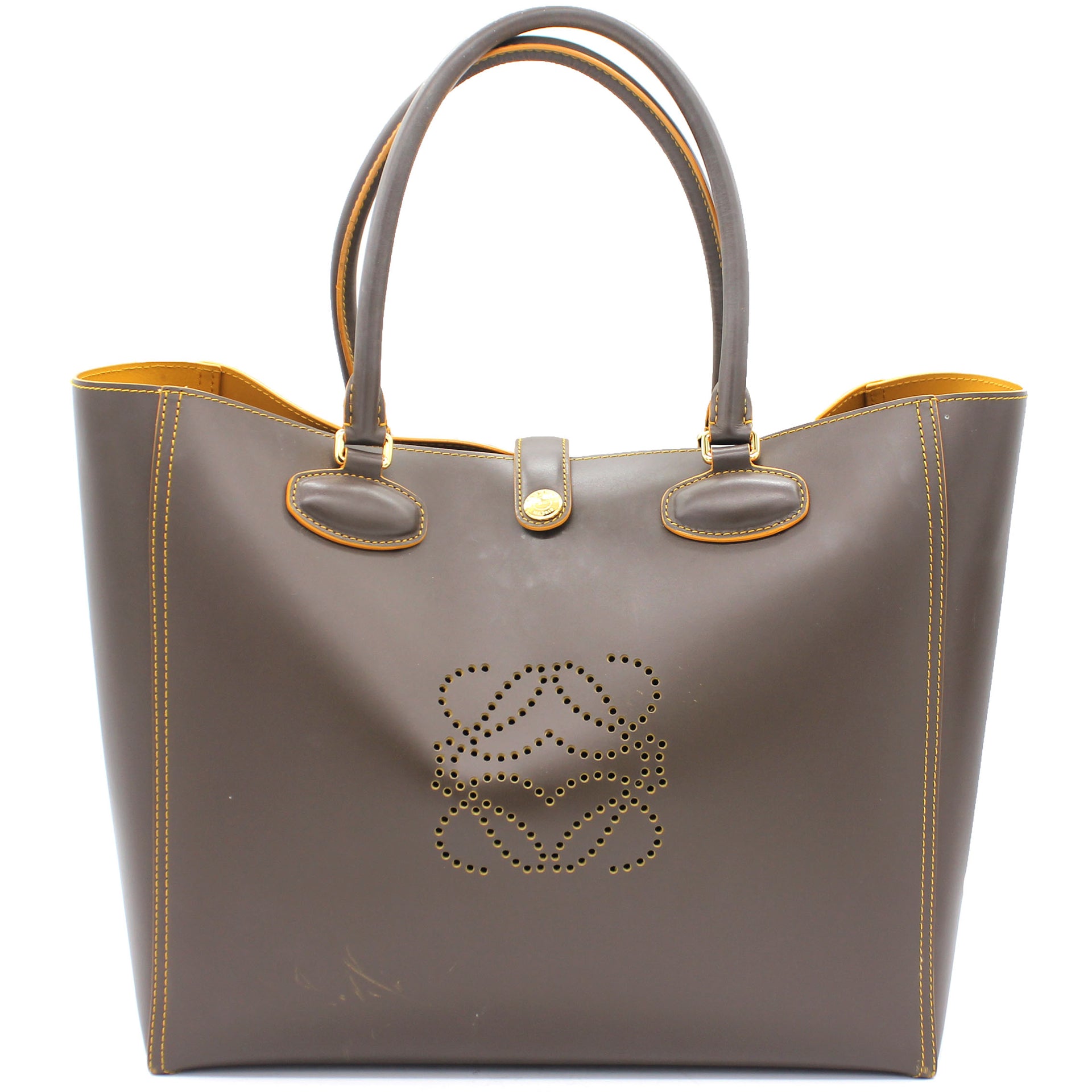 Anagram Leather Tote Khaki Bag