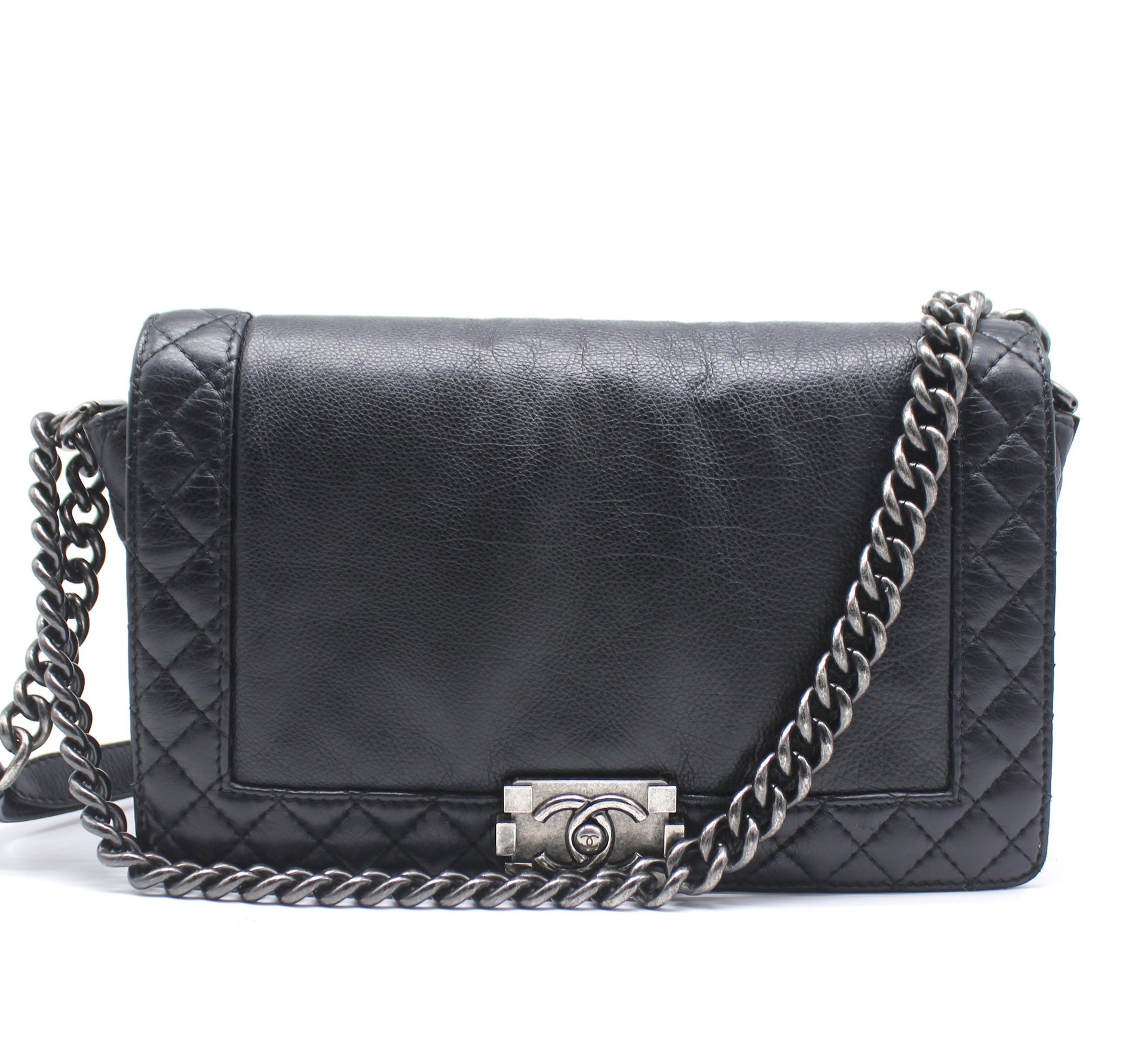 Chanel Quilted Black Calfskin Le boy Reverso