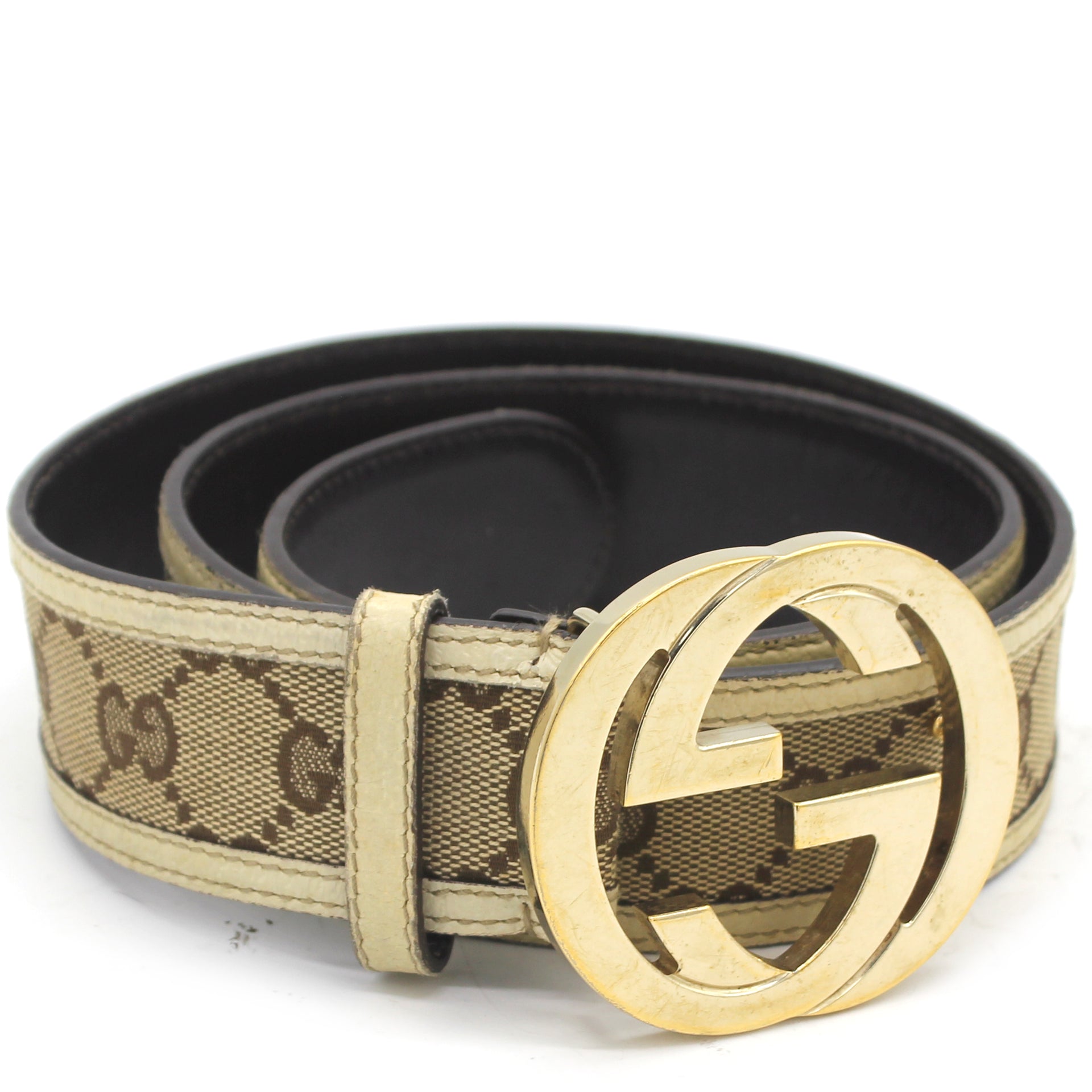 Gucci White & Gold-GG Belt