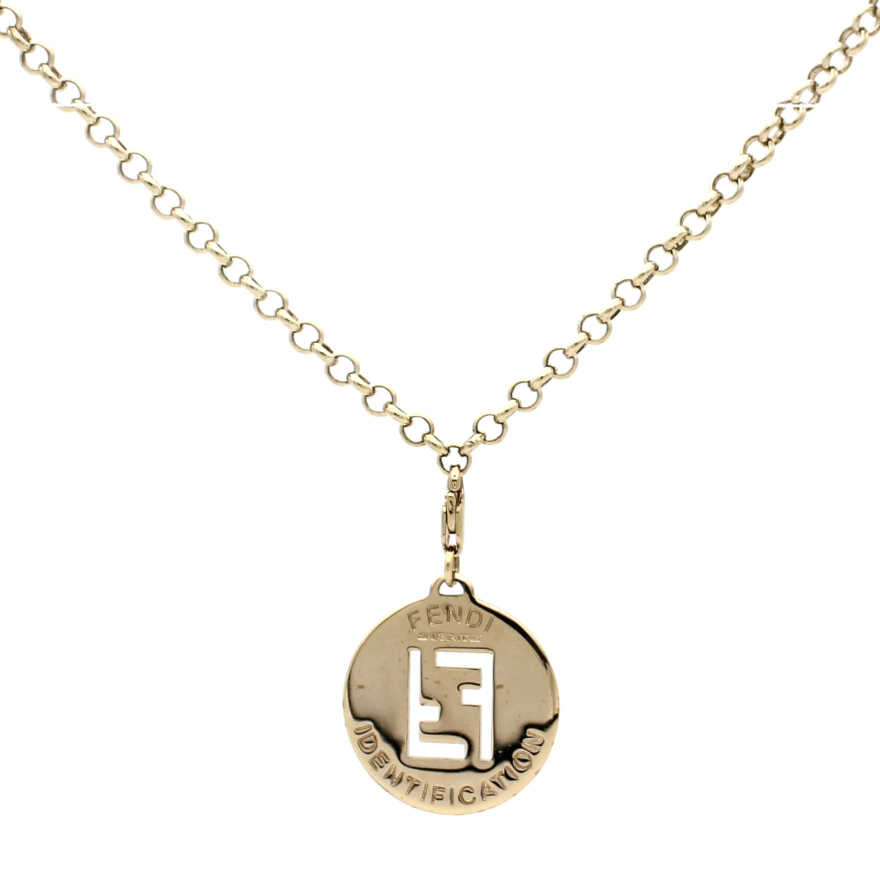 Collana Identification FF Gold Tone Pendant Necklace