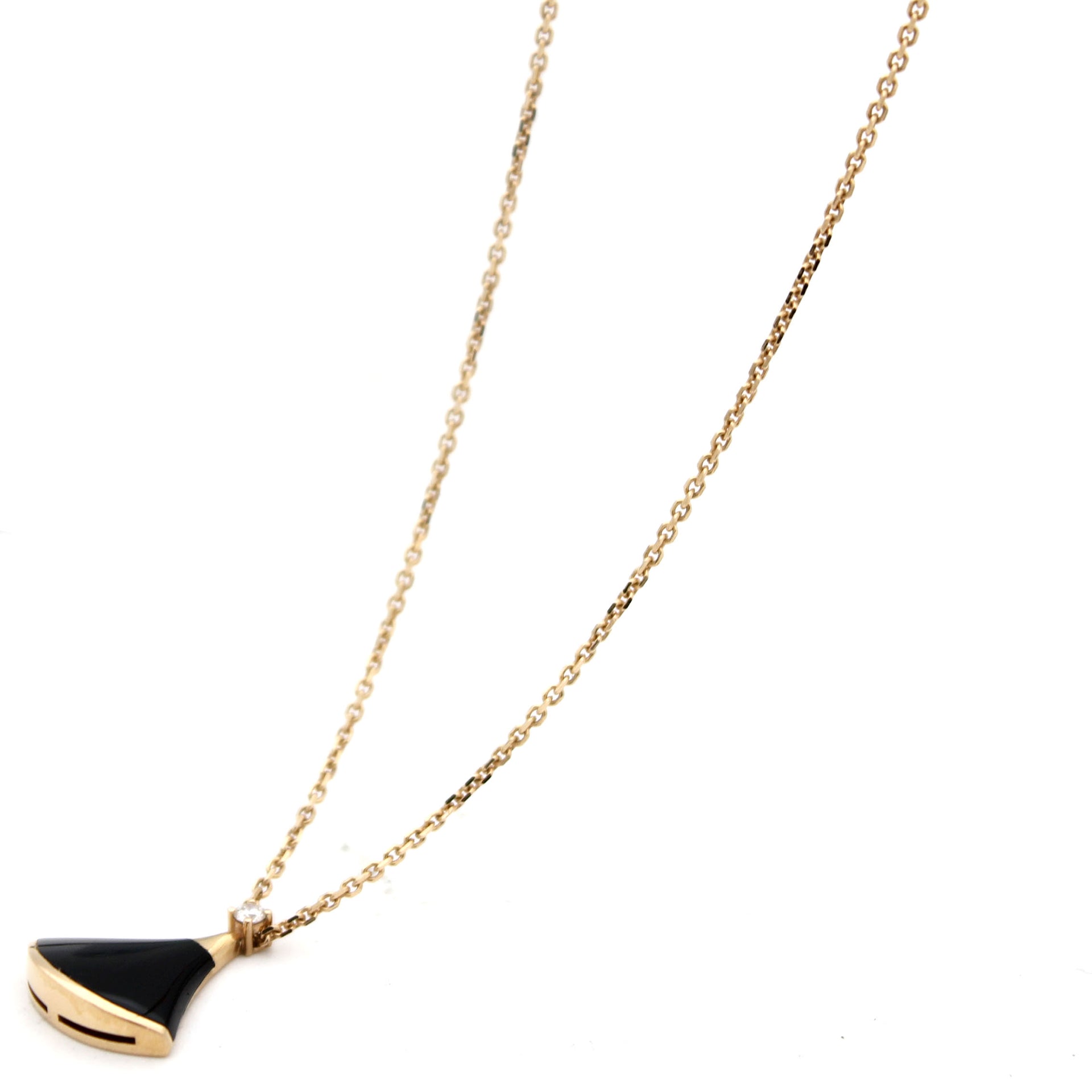 Divas' Dream Diamond Onyx 18K Rose Gold Pendant Necklace