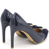 Vara Bow Pumps Navy Blue Patent Leather 7.5