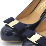 Vara Bow Pumps Navy Blue Patent Leather 7.5