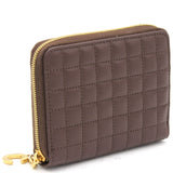 Quilted C Charm Zip Around Wallet Chocolate Brown
