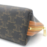 Clutch with Chain in Triomphe Canvas and Leather Tan