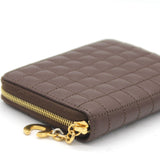 Quilted C Charm Zip Around Wallet Chocolate Brown