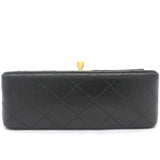 Vintage Black Quilted Leather Mini Square Classic Flap Bag