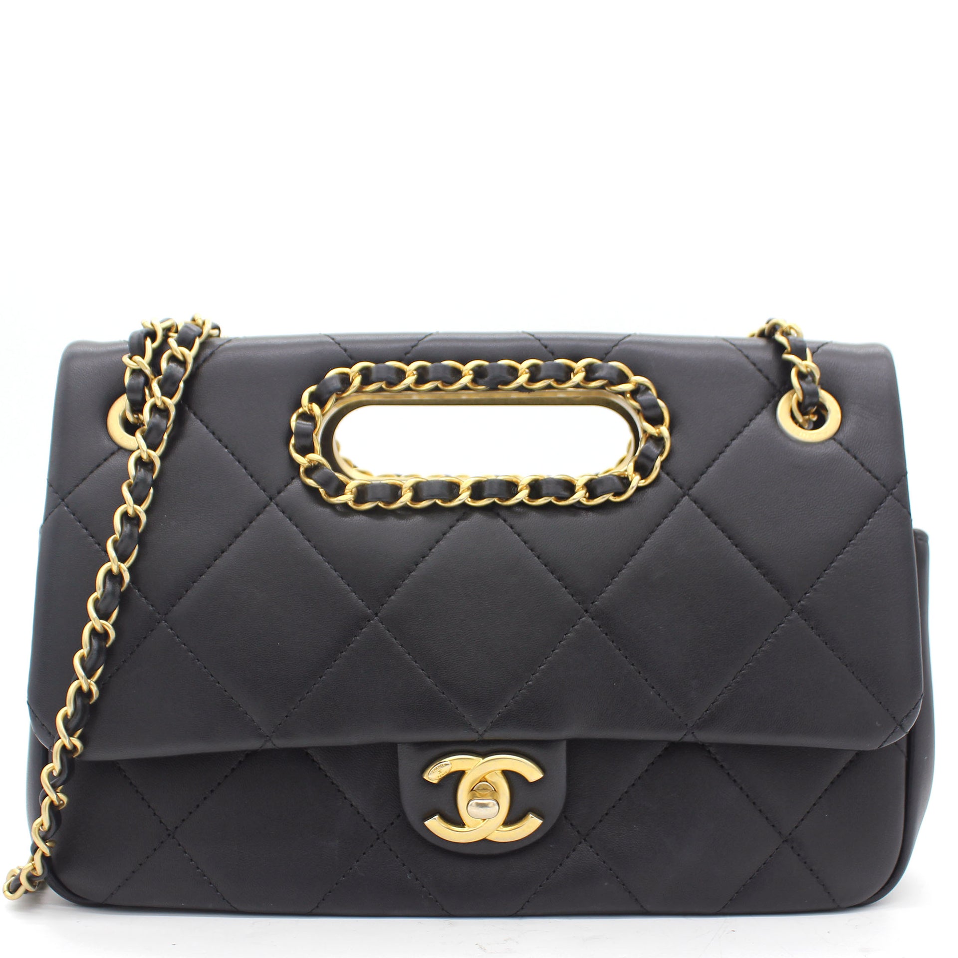 Chanel Black Quilted Smooth Calfskin Leather Jumbo Chain Detail