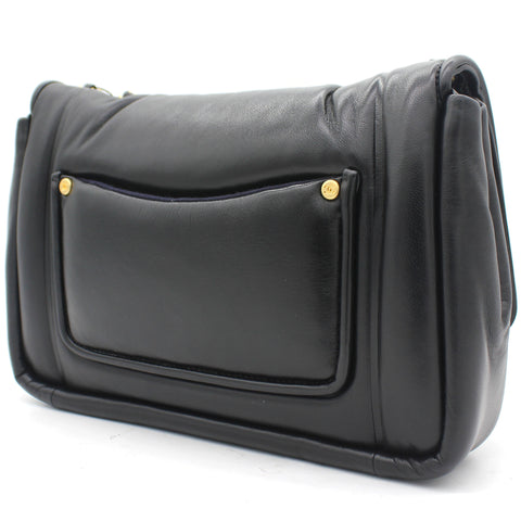 Medium Vintage Puffy Flap Bag in Black Lambskin