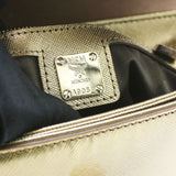Metallic Gold Leather Flap Top Handle Bag