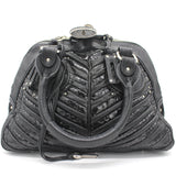 Paddington Snakeskin Black Leather Dome Bag