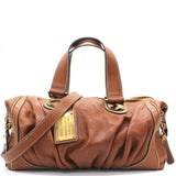 Cognac Leather Bowling Bag