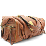 Cognac Leather Bowling Bag