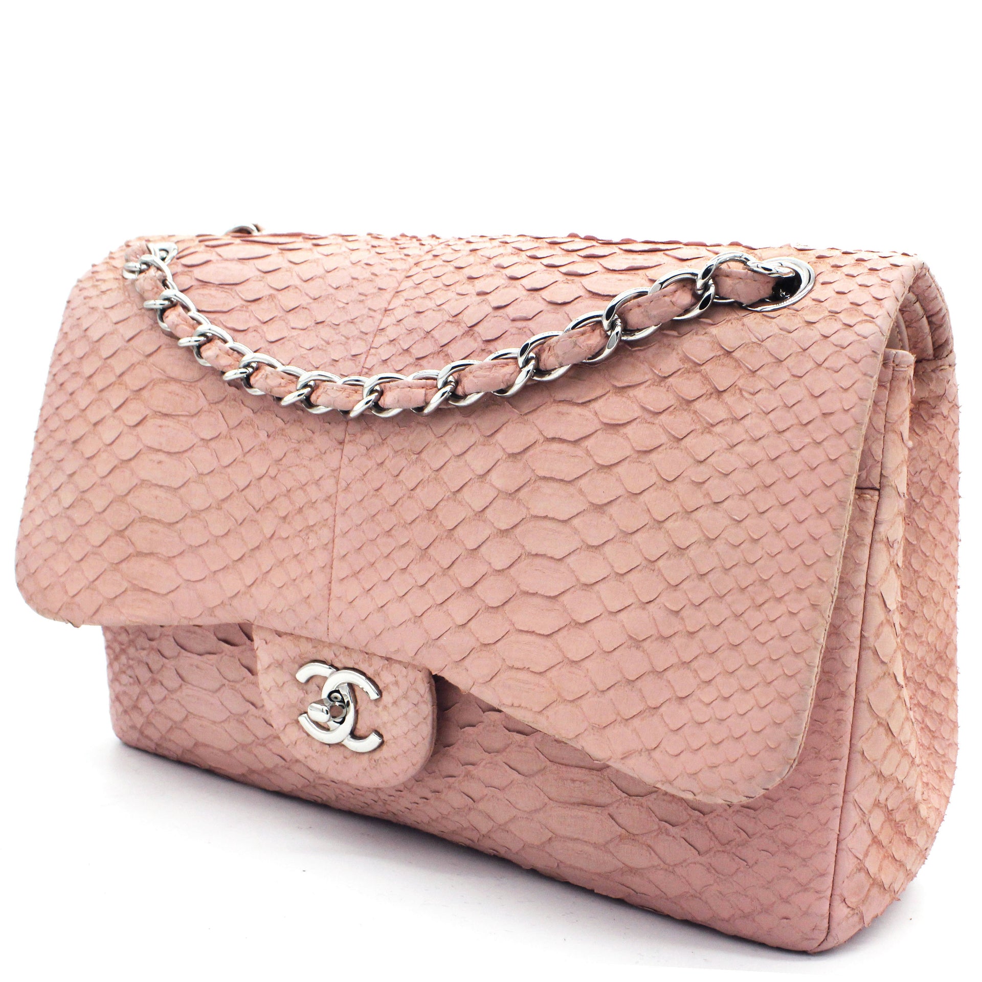 Chanel Classic Flap Jumbo Bag Pink Snakeskin – STYLISHTOP