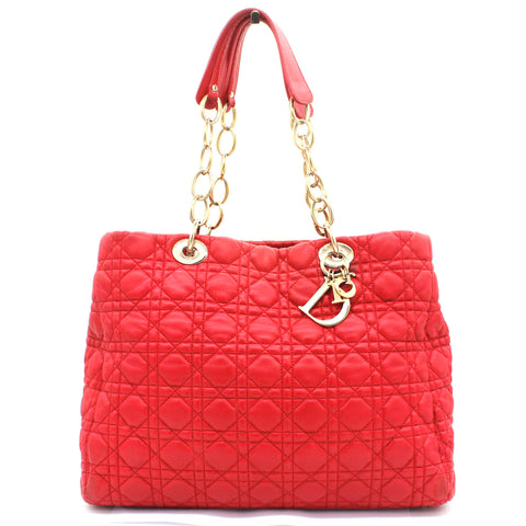 Lambskin Cannage Dior Soft Zipped Shopping Tote Red