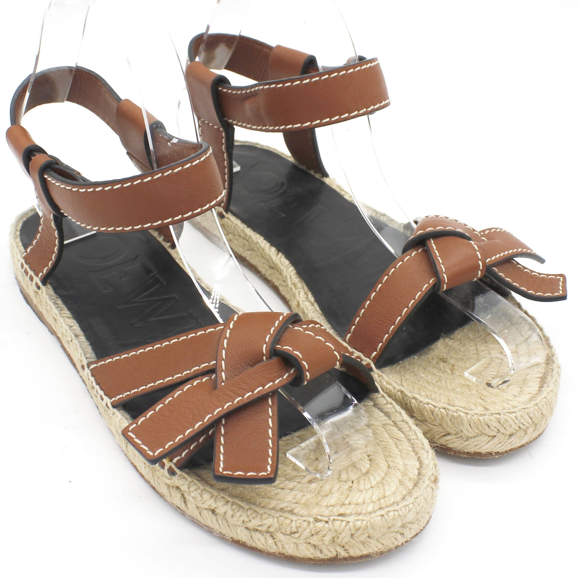 Gate topstitched leather espadrille sandals