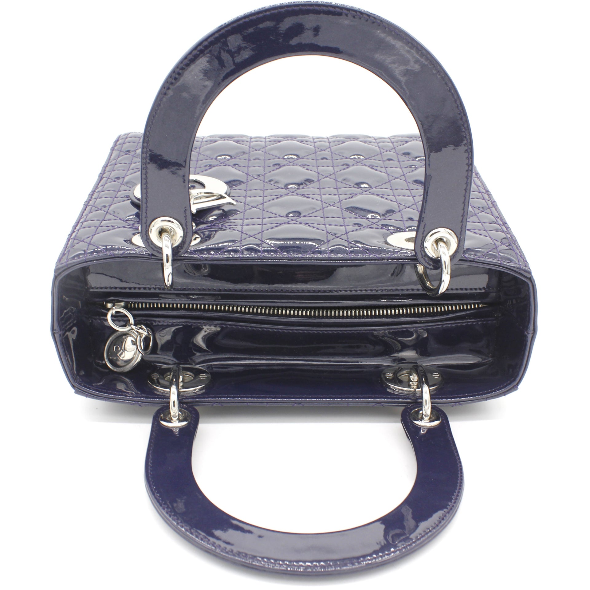 Medium Lady Dior in Blue Pearly Patent Leather