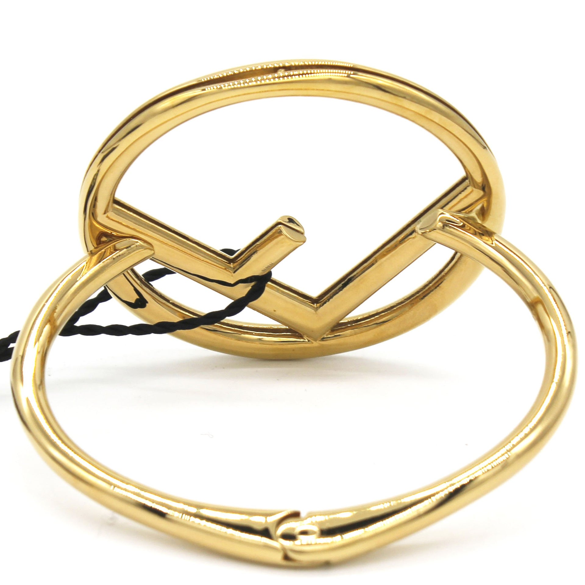 F Logo Gold Tone Bangle Bracelet